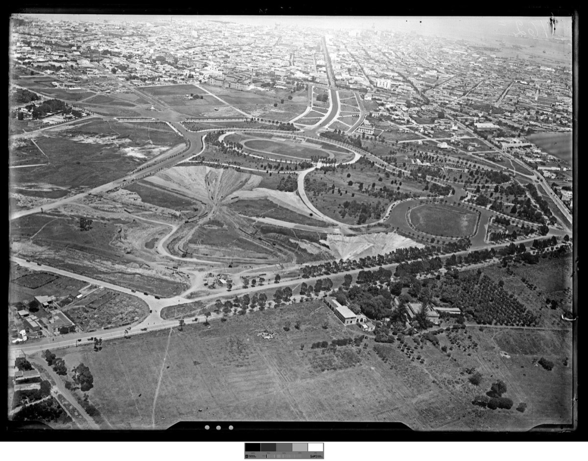 El Parque Batlle desde el aire, en 1929.